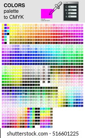 Colour palette to CMYK. Process color. Color palette color composition conform to the CMYK description.