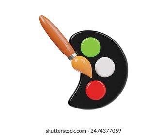 Colour palette icon 3d render illustration