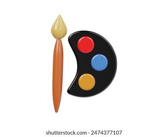 Colour palette icon 3d render illustration