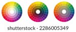 Colour palette wheel - RYB model, circle divided into 24 shades, version with different light, dark and saturation