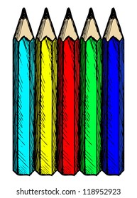Colour pencils. Doodle style