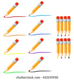 Colour pencils with eraser