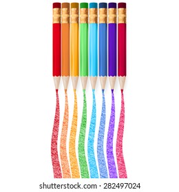Colour pencils isolated on white background close up. EPS 10 vector file included