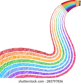 Colour pencils isolated on white background close up. EPS 10 vector file included