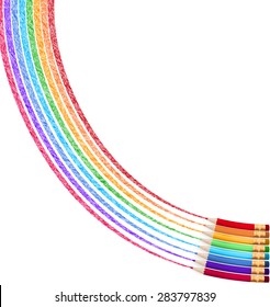 Colour pencils isolated on white background close up. EPS 10 vector file included
