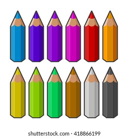 Colour pencils isolated on white background. Vector