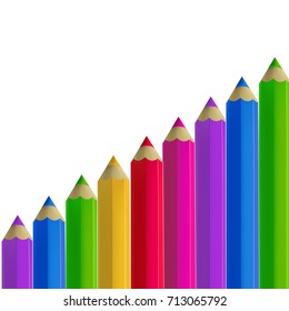 Colour pencils isolated on white background. Education and creativity concept.
