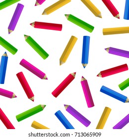 Colour pencils isolated on white. Vector background. Education and creativity concept.