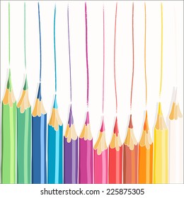 Colour pencils on white background, vector