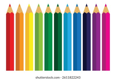Colour pencils on white background, Back to school,  Vector illustration