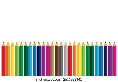 Colour pencils on white background, Back to school,  Vector illustration