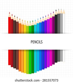 Colour pencils on white background, vector illustration.