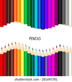 Colour pencils on white background, vector illustration.
