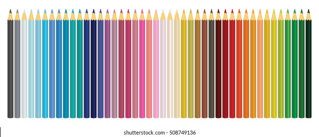 Colour pencils. Set of colored pencils isolated on white background. Vector illustration.