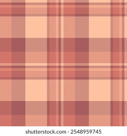 Colour plaid textile tartan, creative fabric background check. Countryside seamless pattern texture vector in red and orange colors palette.