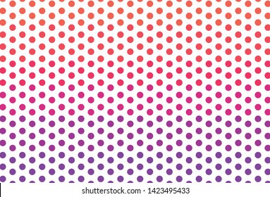 Colour polka dot pattern. Vector rainbow polka dot pattern. 