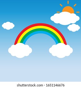 Colour Rainbow with clouds vector illustration