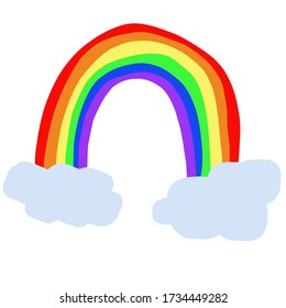 Colour rainbow isolated on white background. LGBT flag. Vector illustrationLGBT rainbow in clouds symbol icon. Gay pride flag. Isolated rainbow emoji, vector illustration, for cards t shirt desidn.