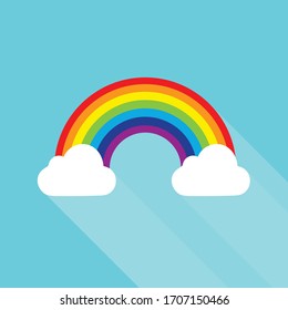 Colour rainbow vector with clouds