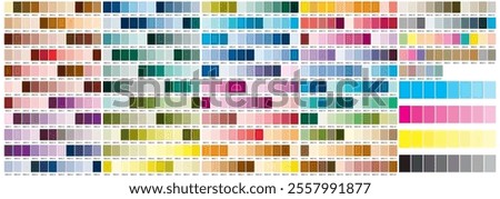 Colour reference swatch palette. Pantone colourful colour palette, used to select the right shade in the design. two fans for colour matching