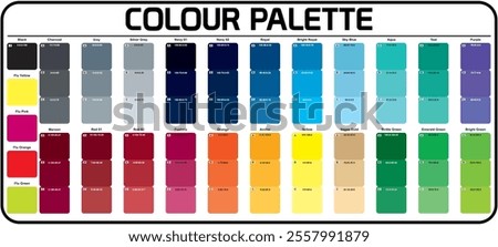 Colour reference swatch palette. Pantone colourful colour palette, used to select the right shade in the design. Color matching