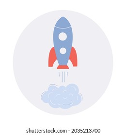 Colour rocket icon in circle isolated on white background. Vector illustration
