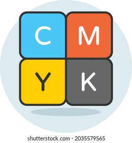 Colour scheme Concept Vector Icon Design, Offset Printing Symbol, Digital Printer Services Sign, Cmyk Color print equipment Stock illustration