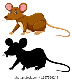 Colour and silhouette of rat illustration