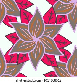 Colour Spring Theme seamless pattern Background. Cute fabric pattern. Doodle flower. Zentangle abstract flowers. Vector illustration. Flat Flower Elements Design.
