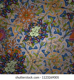 Colour Spring Theme seamless pattern Background. Cute flower vector pattern. Flat Flower Elements Design. Flowers on black, white and yellow colors.