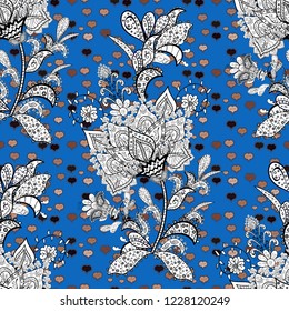 Colour Spring Theme seamless pattern Background. Flat Flower Elements Design. Floral fantasy design on a bright background seamless pattern.