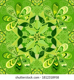Colour Spring Theme seamless pattern Background. Seamless vector background with flowers. Children style. Flat Flower Elements Design.