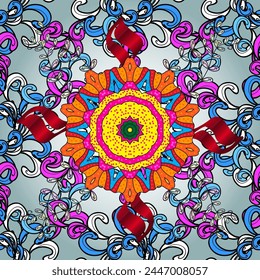 
Colour Spring Theme seamless pattern Background. Flat Flower Elements Design. vector 

