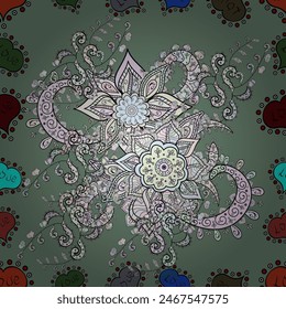 Colour Spring Theme seamless pattern Background. Flat Flower Elements Design. vector 