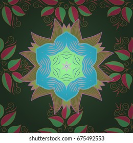 Colour Spring Theme seamless pattern Background. Vector Fashionable fabric pattern. Flat Flower Elements Design. Cute flowers pattern with background.
