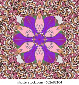 Colour Spring Theme seamless pattern Background. Flowers on colored background. Flat Flower Elements Design. Seamless Floral Pattern in Vector illustration.