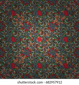 Colour Spring Theme seamless pattern Background. Flat Flower Elements Design. Floral fantasy design on a bright background seamless pattern.