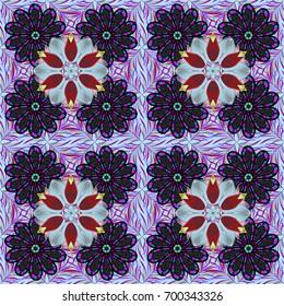 Colour Spring Theme seamless pattern Background. Flowers pattern. Vector illustration. Flat Flower Elements Design. Seamless Chichi fabric pattern.