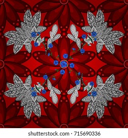 Colour Spring Theme seamless pattern Background. Flat Flower Elements Design. Zentangle abstract flowers. Vector illustration. Cute fabric pattern. Doodle flower.