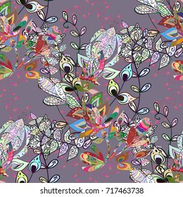 Colour Spring Theme seamless pattern Background. Cute flower vector pattern. Flowers on neutral, gray and green colors.