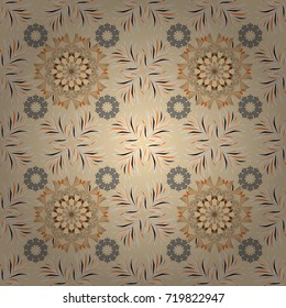 Colour Spring Theme seamless pattern Background. Flat Flower Elements Design Vector illustration. Floral seamless pattern background. Flowers on beige, white and orange colors.