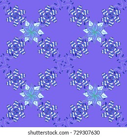 Colour Spring Theme seamless pattern Background. Nice flower vector pattern. Flowers on violet, blue and white colors. Flat Flower Elements Design.