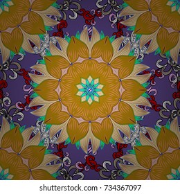 Colour Spring Theme seamless pattern Background. Flat Flower Elements Design. Vector.