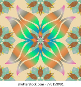 Colour Spring Theme seamless pattern Background. Seamless Floral Pattern in Vector illustration. Fancy fabric pattern. Flat Flower Elements Design.