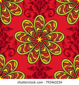 Colour Spring Theme seamless pattern Background Flat Flower Elements Design. Seamless Chichi fabric pattern. Vector illustration.