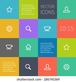 Colour square infographic or user interface design. Simple icons.