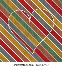Colour stripes, pattern with heart, vector