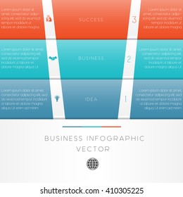 Colour strips vector illustration template of business infographic numbered three position 