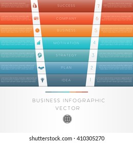 Colour strips vector illustration template of business infographic numbered seven position