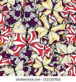 Colour Summer Theme seamless pattern Background. Print. Cute fabric pattern. Vector floral background. Cute seamless pattern. Flat Flower Elements Design.